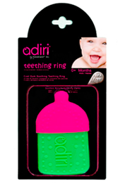    Adiri Bottle Teething Ring, magenta-green